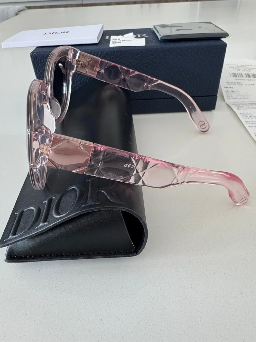 Dior Crystal Pink Cat-Eye Sunglasses with Dark Gradient Lenses